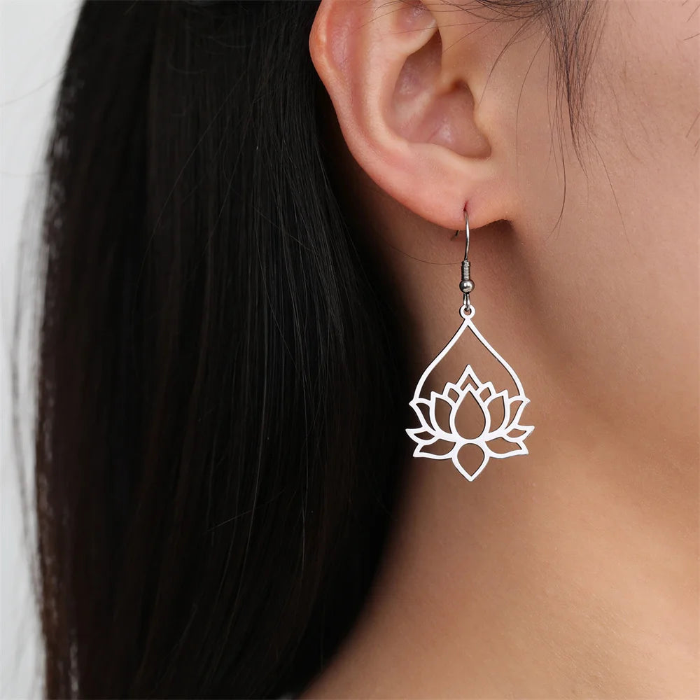 Lotus Drop Earrings By Tinkers - Spiritual Balance Energy