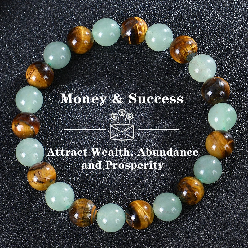Natural Healing Crystal Bracelet Stone Beads Wealth Luck