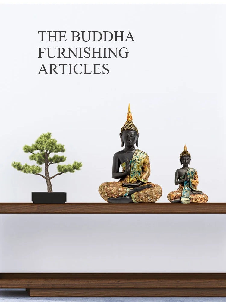 Tinkers Large Buddha Statue Green Resin Buddha Sculpture Home Decor - Home & Garden > Decor > Artwork > Sculptures & Statues