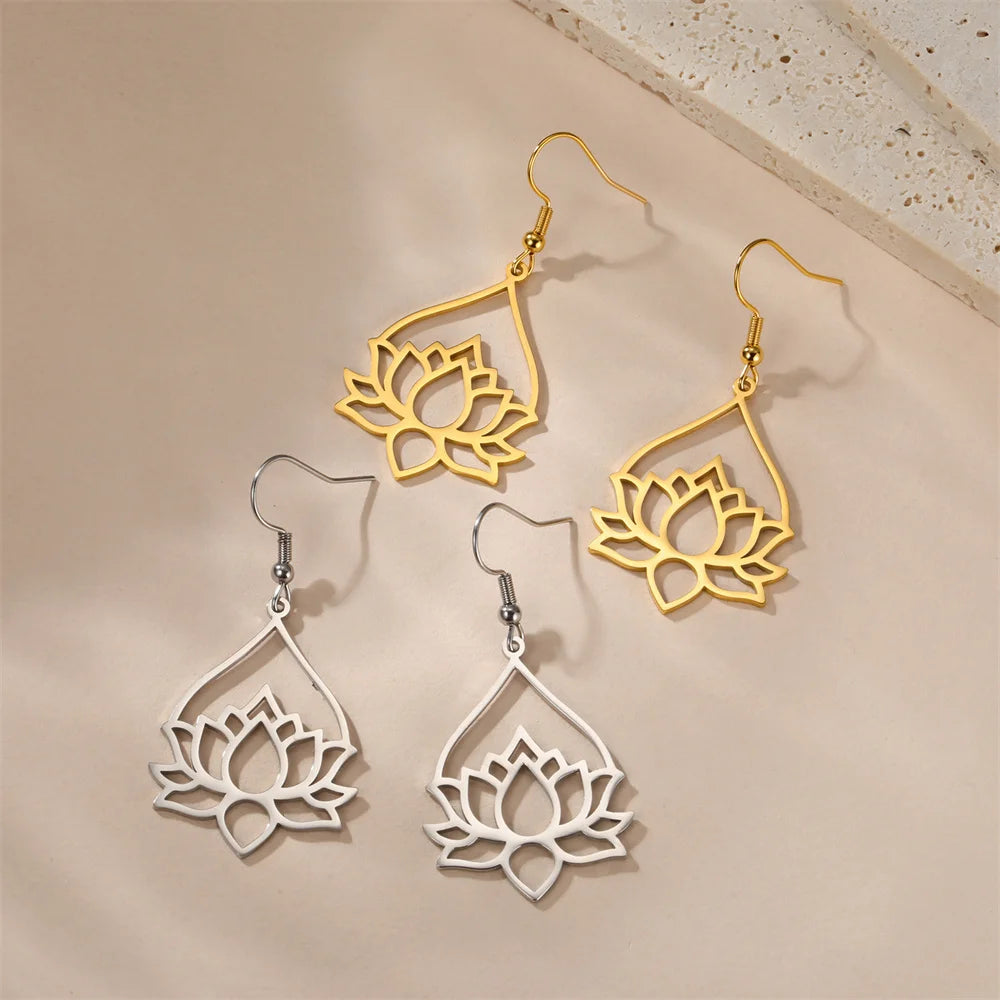 Lotus Drop Earrings By Tinkers - Spiritual Balance Energy