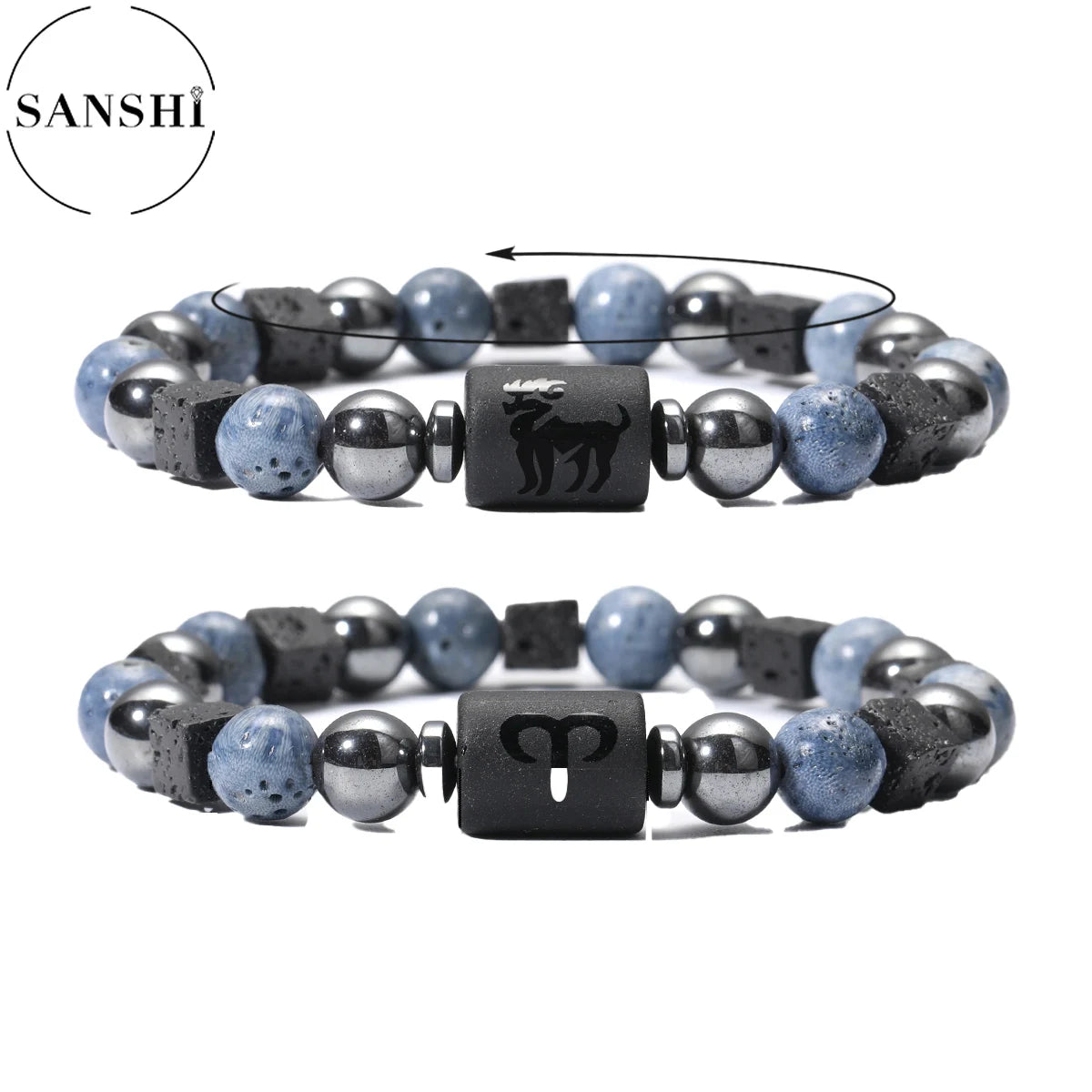Zodiac Natural Stone Bracelet — All 12 Signs | Blue Coral & Copper