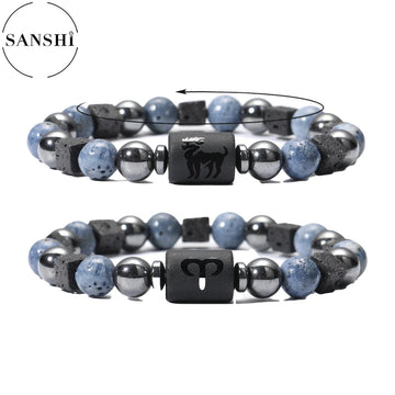 Zodiac Natural Stone Bracelet — All 12 Signs | Blue Coral & Copper
