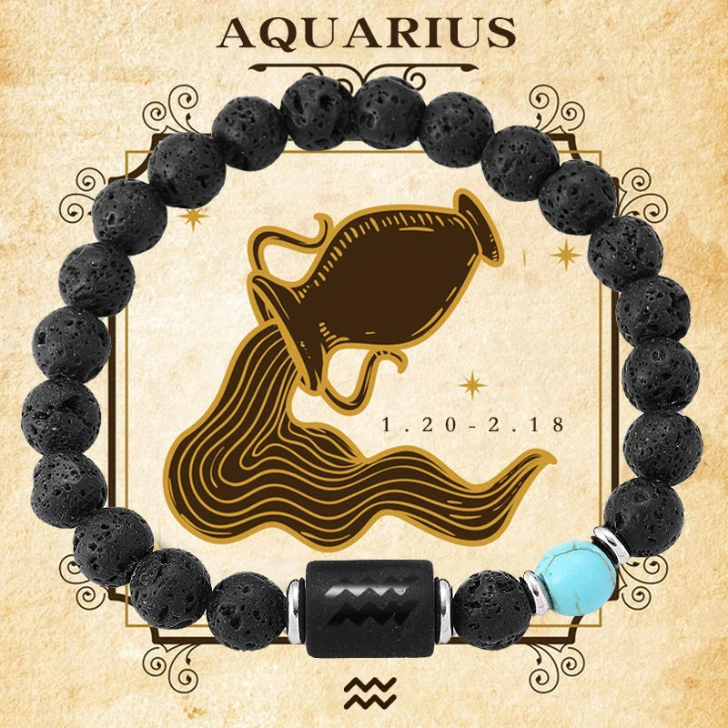 12 Zodiac Signs Natural Gemstone Bracelets For Friendship