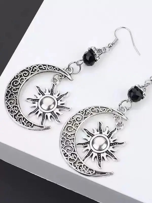 Tinkers Gothic Moon Sun Pentagram Dangle Earrings For Women And Men - Apparel & Accessories > Jewelry > Earrings