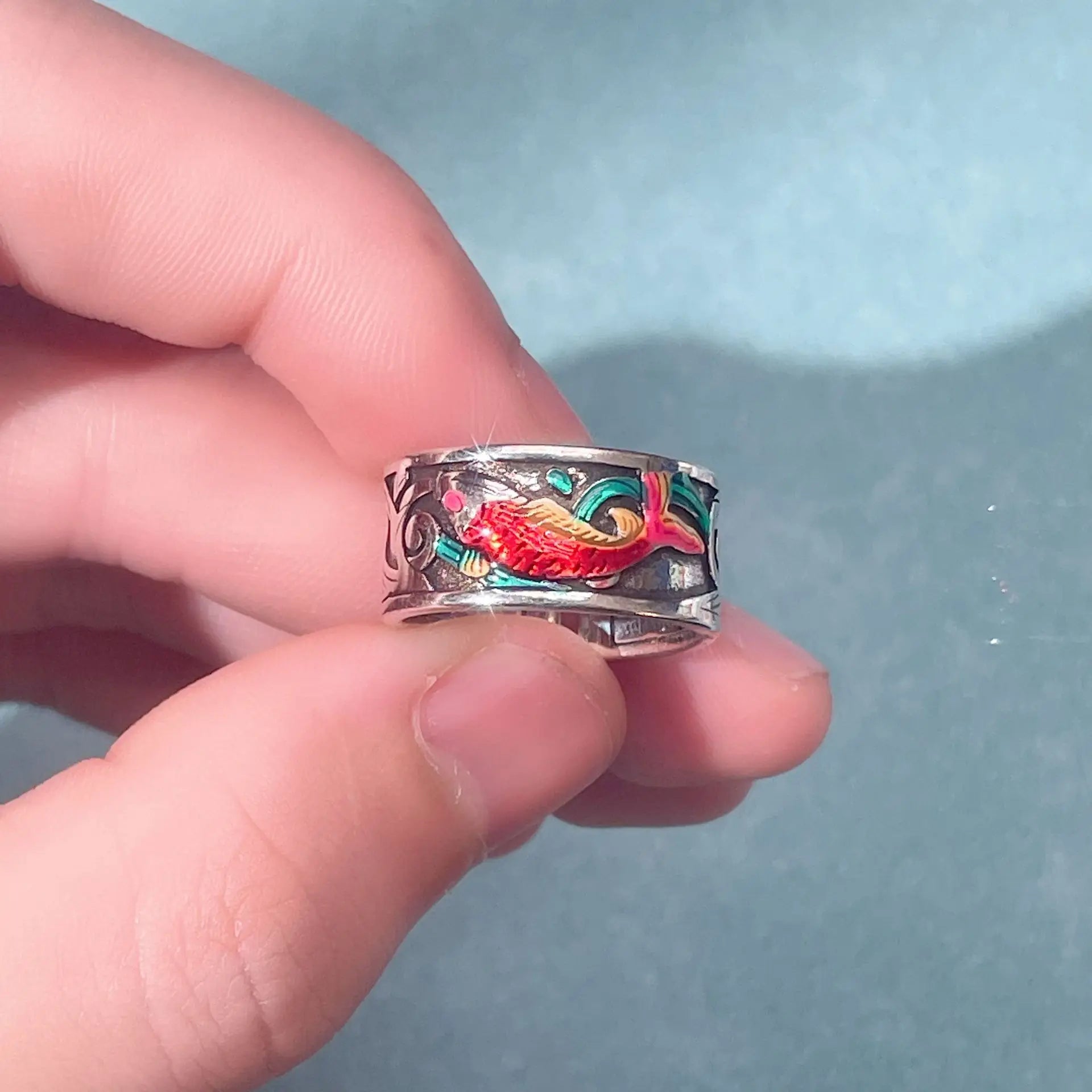 Enamel Carp Adjustable Ring by Tinkers Spiritual Energy