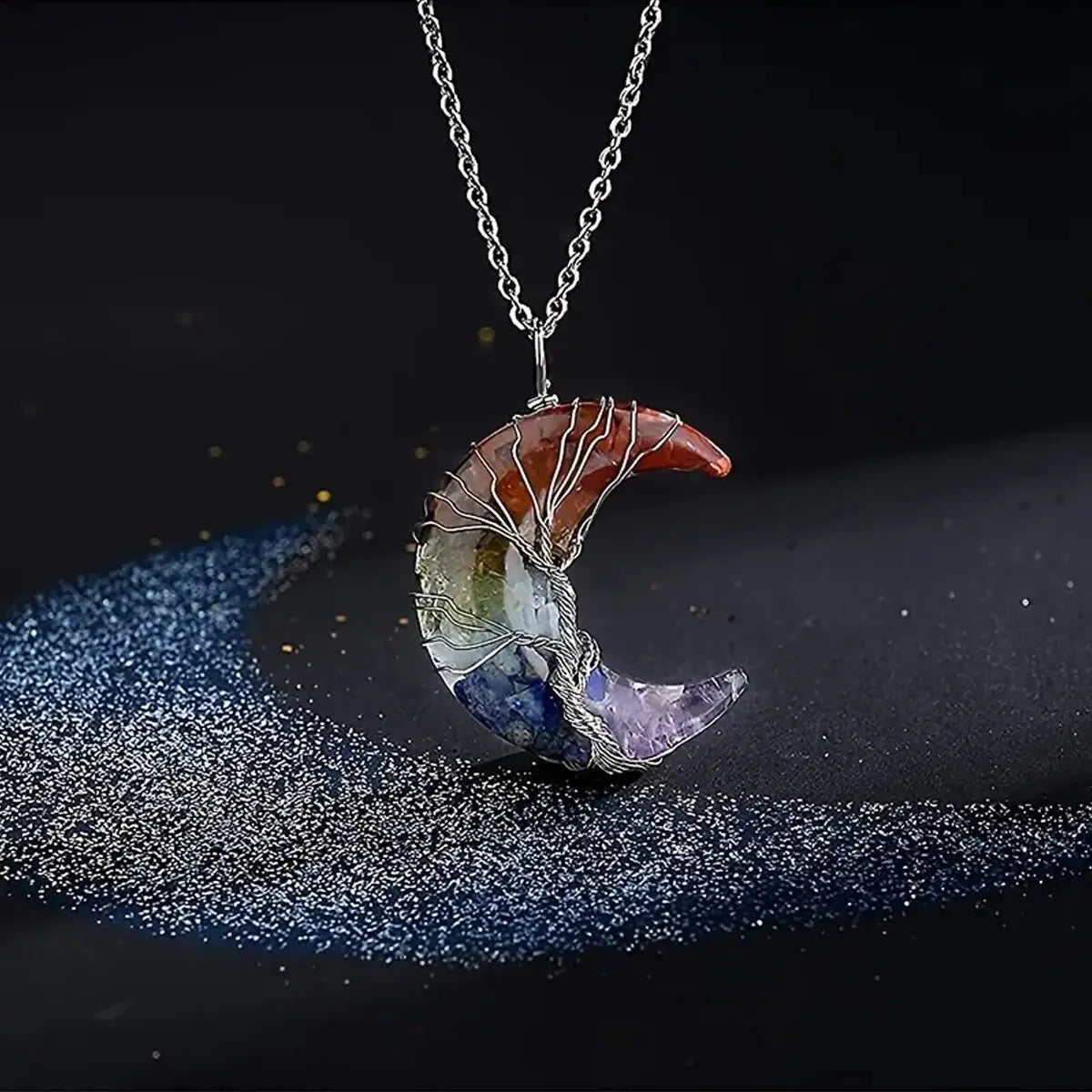 Handcrafted 7 Chakra Healing Natural Stone Necklace by Tinkers for Women