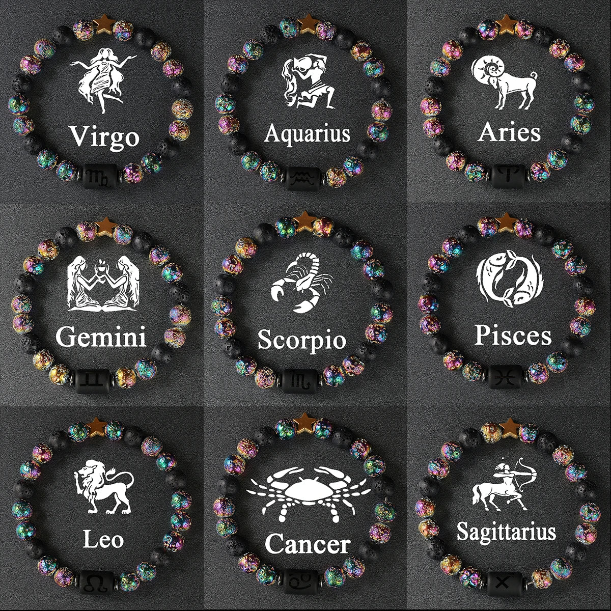 Natural Stone Zodiac Protection Bracelet For Men and Women