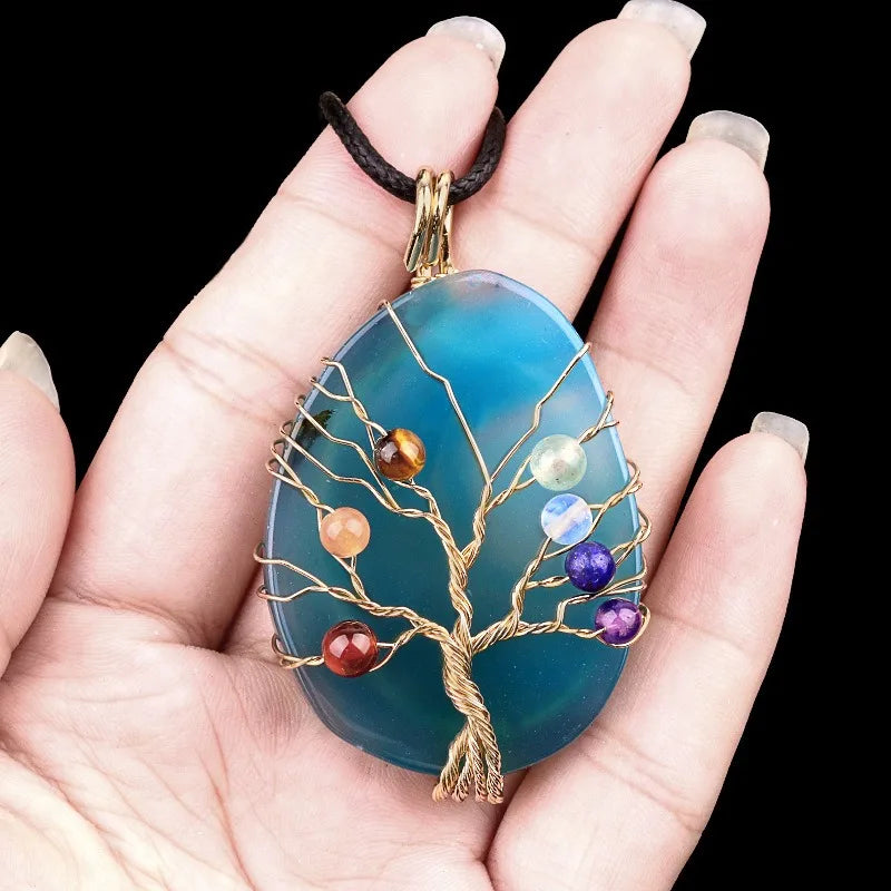 Agate Pendant Necklace By Tinkers Handcrafted Natural Stone Balance For Women