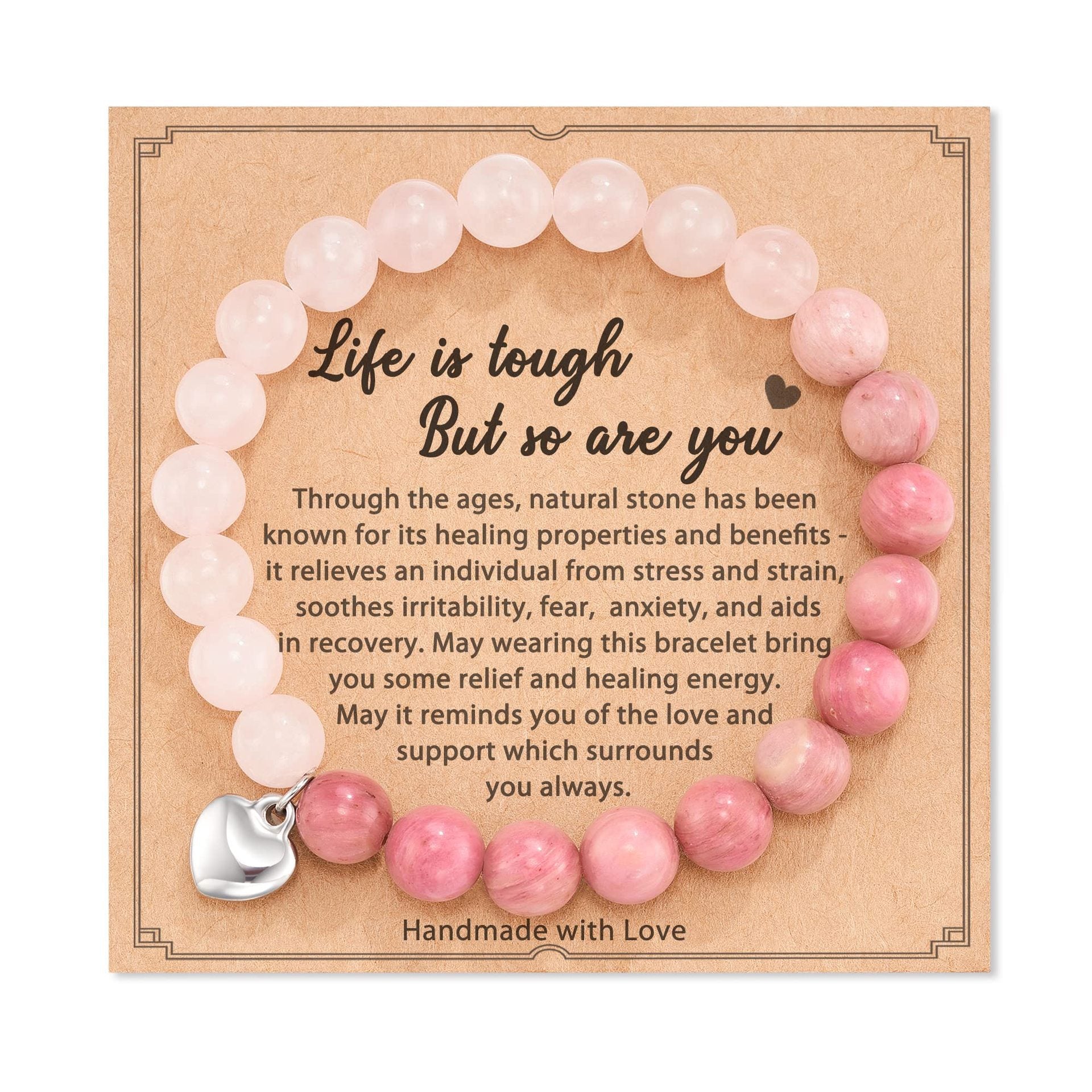 Tinkers Pink Zebra Bead Bracelet Crystal Stone Healing Mood Tracker - Apparel & Accessories > Jewelry > Bracelets