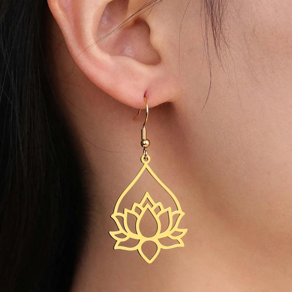 Lotus Drop Earrings By Tinkers - Spiritual Balance Energy