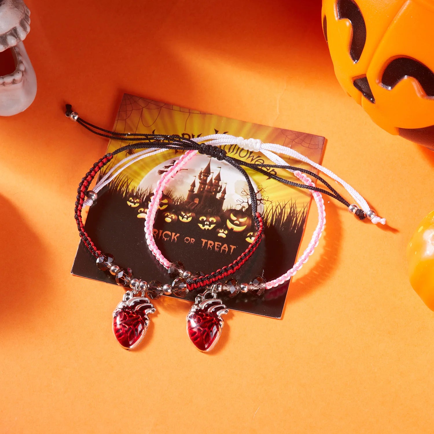 Halloween Ghost Pumpkin Cat Pendant Crystal Bracelet Energy