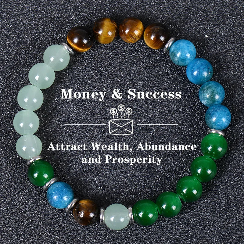 Natural Healing Crystal Bracelet Stone Beads Wealth Luck