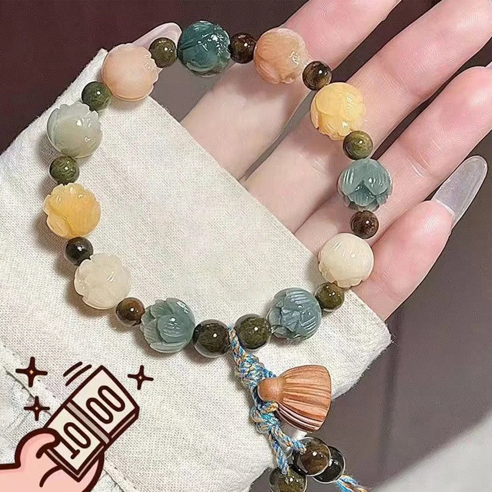 Elegant Handcrafted Lotus Bracelet for Good Luck by Tinkers