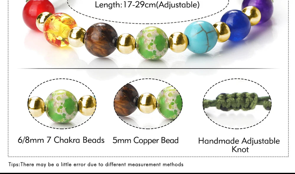 7 Chakra Gemstone Bracelet For Balance Unisex By Tinkers