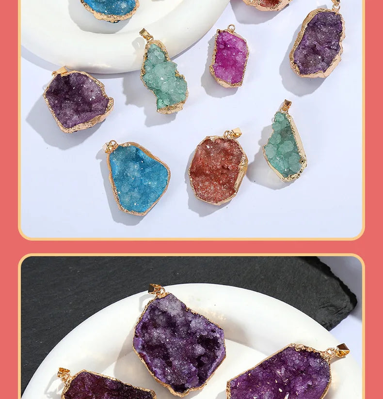 Agate Geode Pendant Protection Healing Handmade Unisex