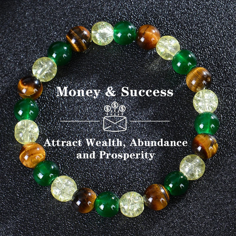 Natural Healing Crystal Bracelet Stone Beads Wealth Luck