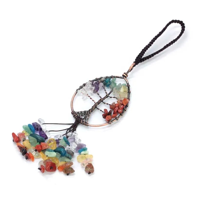 Natural Chakra Crystal Pendant – Tree of Life Gemstone Charm