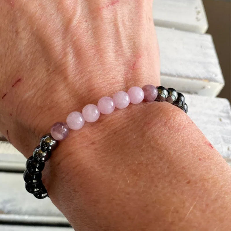Tinkers Black Tourmaline Hematite Rose Quartz Lepidolite Bracelet - Apparel & Accessories > Jewelry > Bracelets