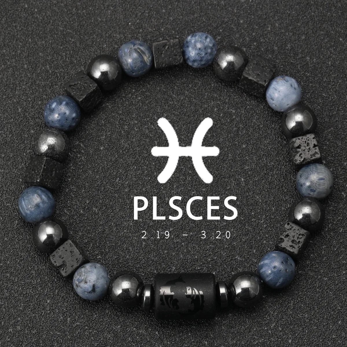 Zodiac Natural Stone Bracelet — All 12 Signs | Blue Coral & Copper