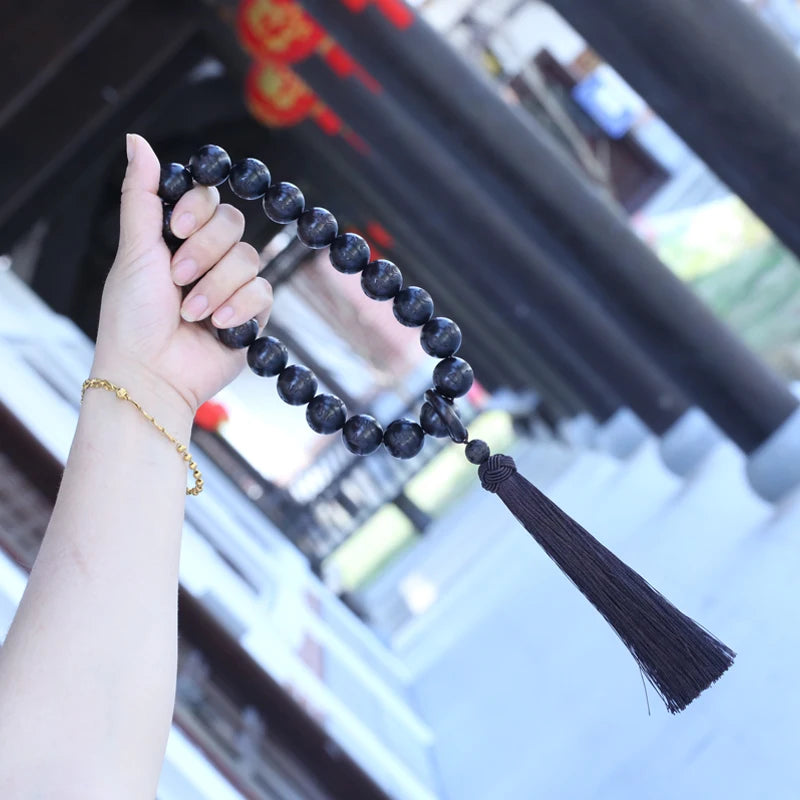 Tinkers Genuine Black Wood Tibetan Prayer Bracelet 12 Beads -