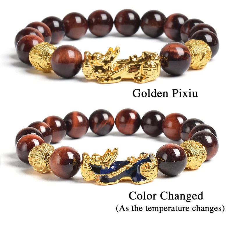 Tinkers Pi Xiu Tiger Eye Beads Bracelet Feng Shui Pixiu Good Luck -