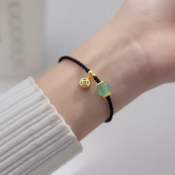 Jade Wohlstand Balance Armband Handarbeit Verstellbar Boho