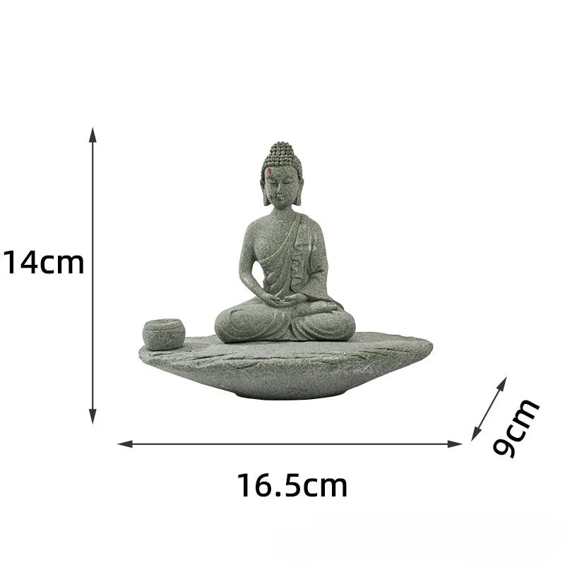 Tinkers Meditating Buddha Statue Zen Decor Incense Holder Home Desk -
