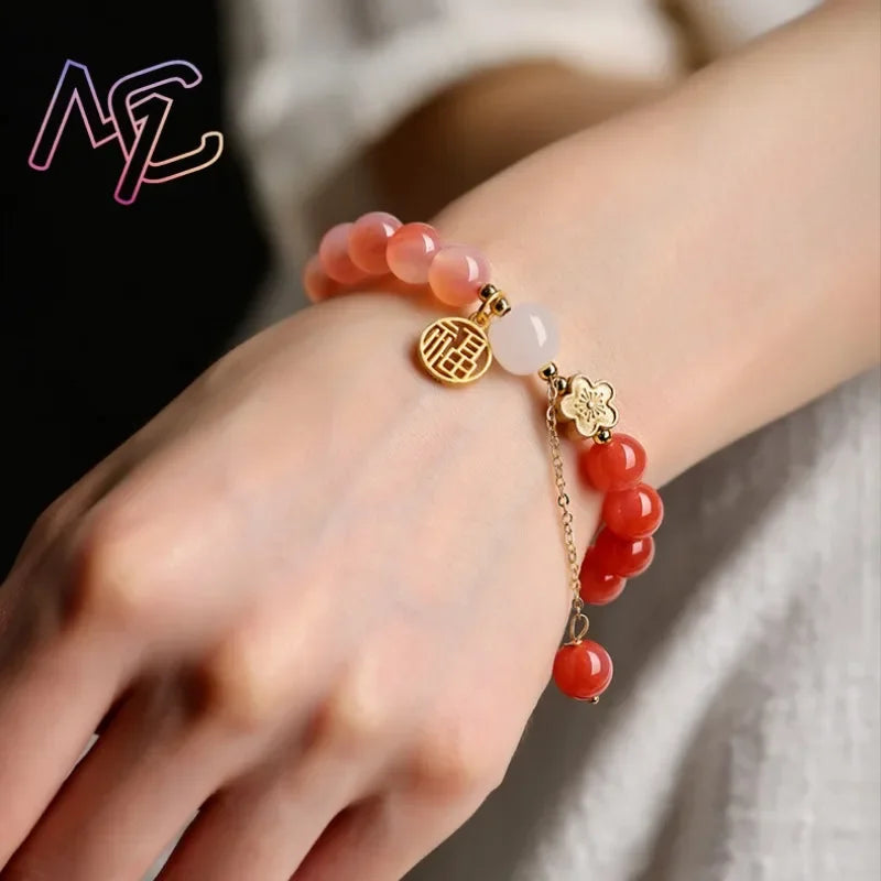 Tinkers Natural Jade Agate Flower Bracelet Real Gemstone Fashion - Uncategorized