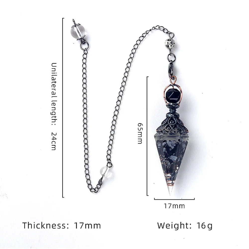 Tinkers Natural Stone Crystal Pendulum Necklace Rose Quartz Pendant -