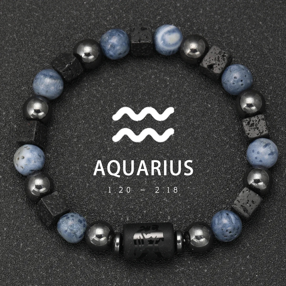 Zodiac Natural Stone Bracelet — All 12 Signs | Blue Coral & Copper