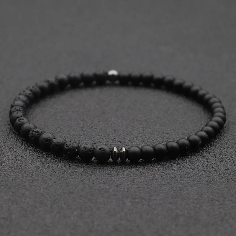Tinkers Unisex 4mm Beads Bracelet Meditation Yoga Map Volcanic Stone - Apparel & Accessories > Jewelry > Bracelets
