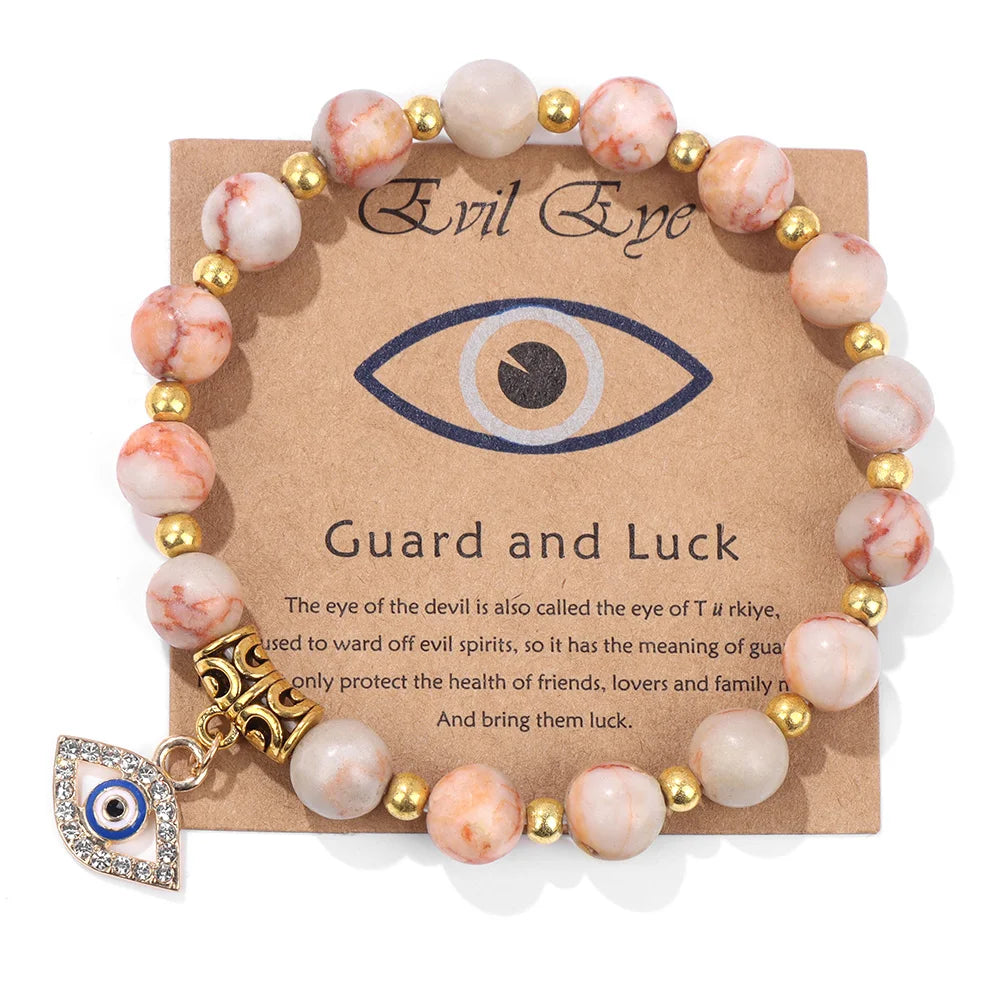 Natural Evil Eye Beads Bracelet Protection Gift For Women