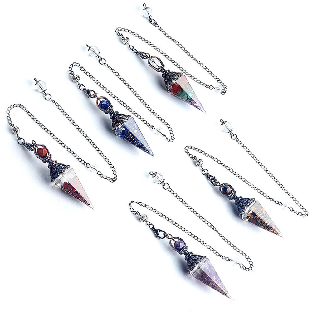 Tinkers Natural Stone Crystal Pendulum Necklace Rose Quartz Pendant -