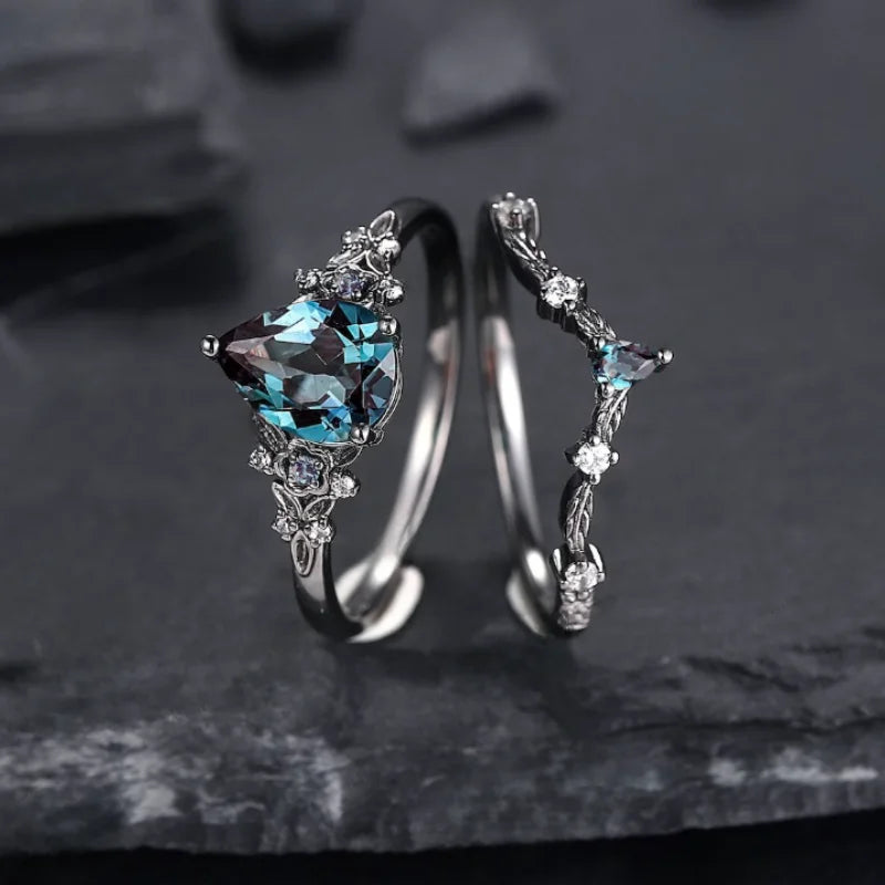 Tinkers Luxury Gunmetal Black Cubic Zircon Ring With Vine Design - Apparel & Accessories > Jewelry > Rings