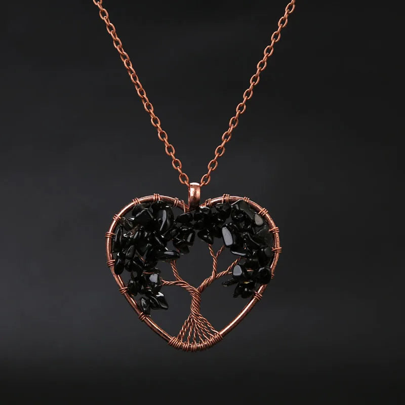 Tree of Life Crystal Necklace — Natural Healing Stone for Women