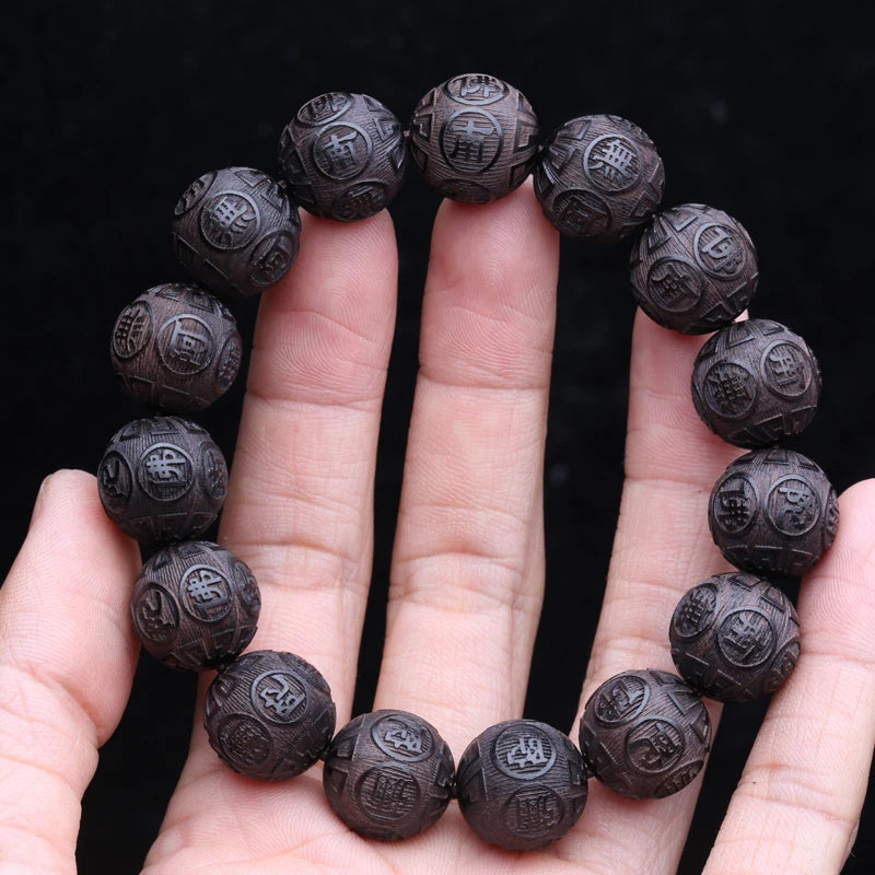 Tinkers Genuine Black Wood Tibetan Prayer Bracelet 12 Beads -
