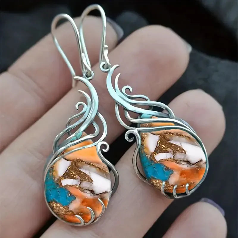 Tinkers Bohemian Turquoise Earrings For Women Vintage Jewelry Gift -