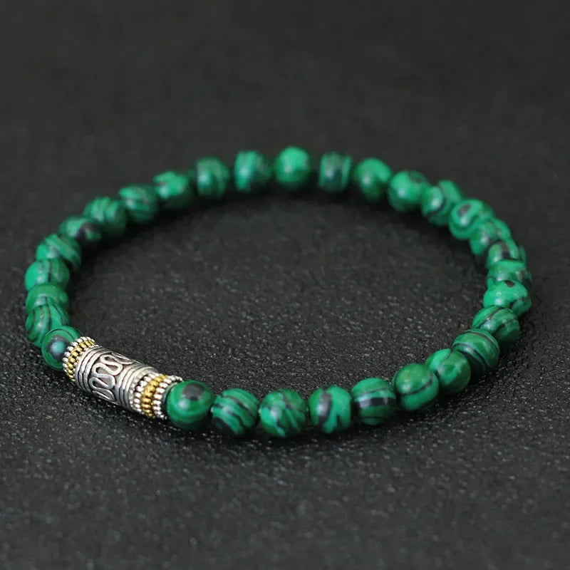 Men’s Stone Bead Mantra Bracelet — Howlite, Lava & Tiger Eye