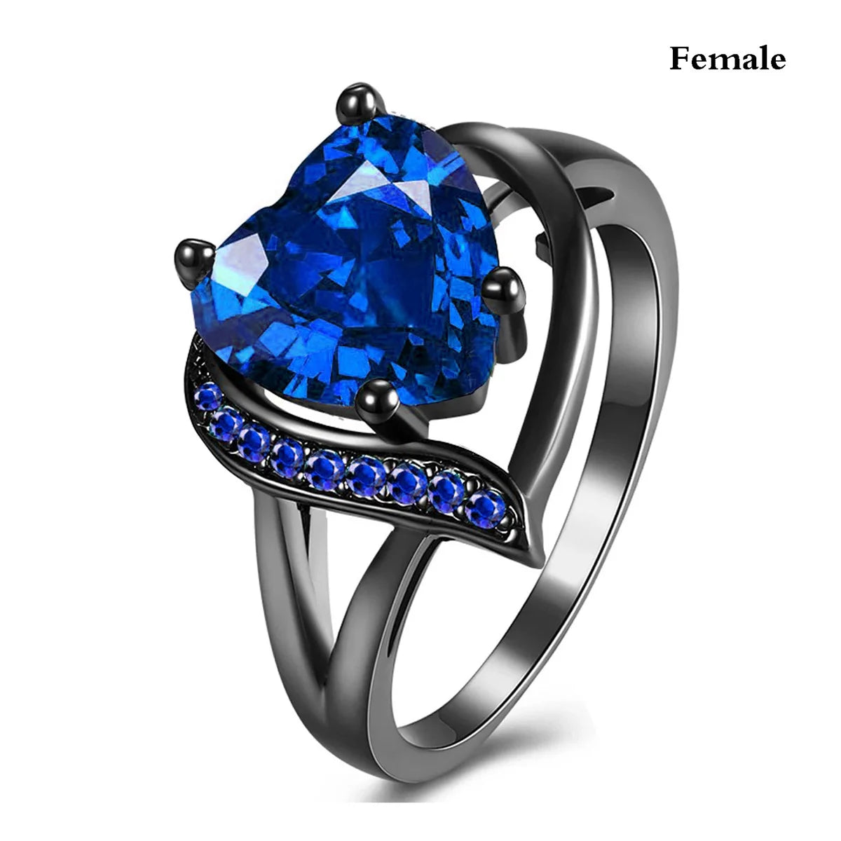 Tinkers Stainless Steel Couple Rings Blue Zircon Rhinestones - Apparel & Accessories > Jewelry > Rings