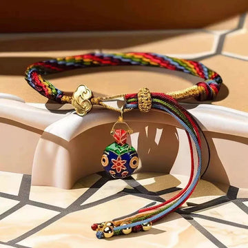 Tibetan Five Wealth Gods Bracelet — Handwoven Colorful Rope