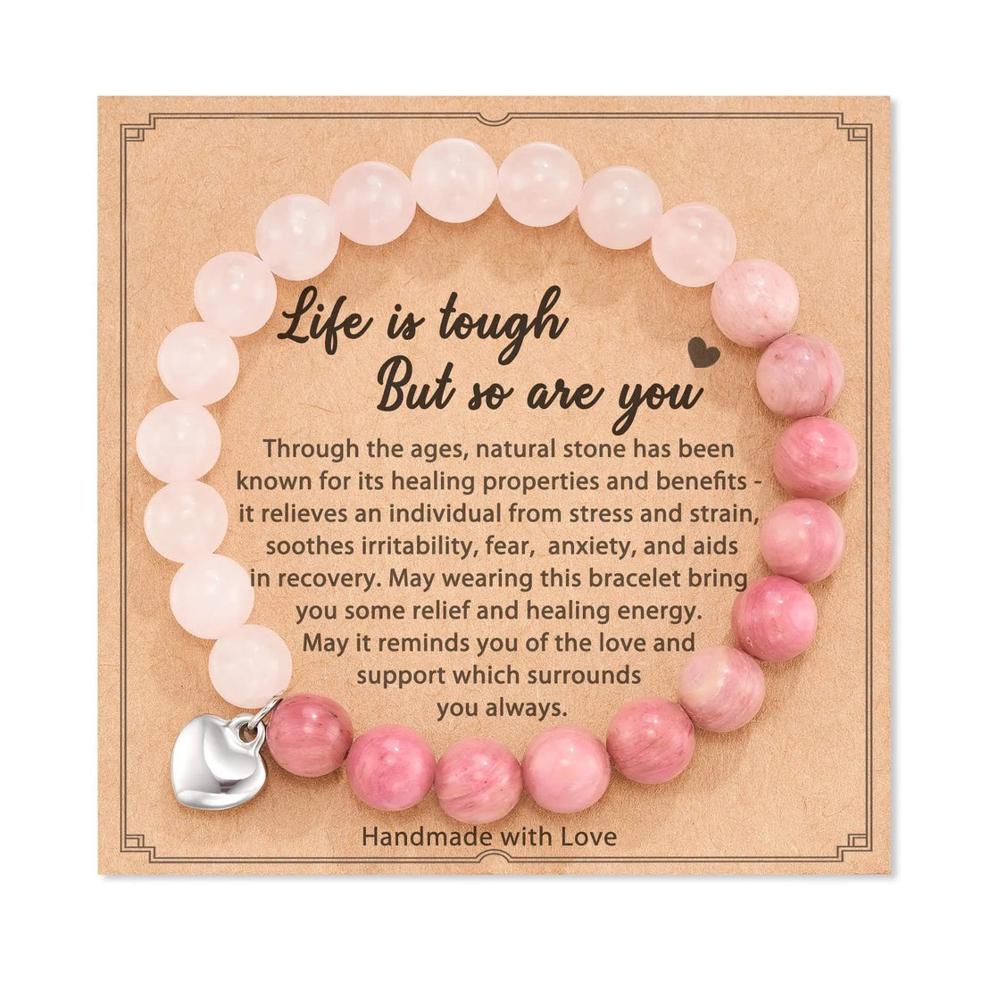 Tinkers Pink Zebra Bead Bracelet Crystal Stone Healing Mood Tracker - Apparel & Accessories > Jewelry > Bracelets