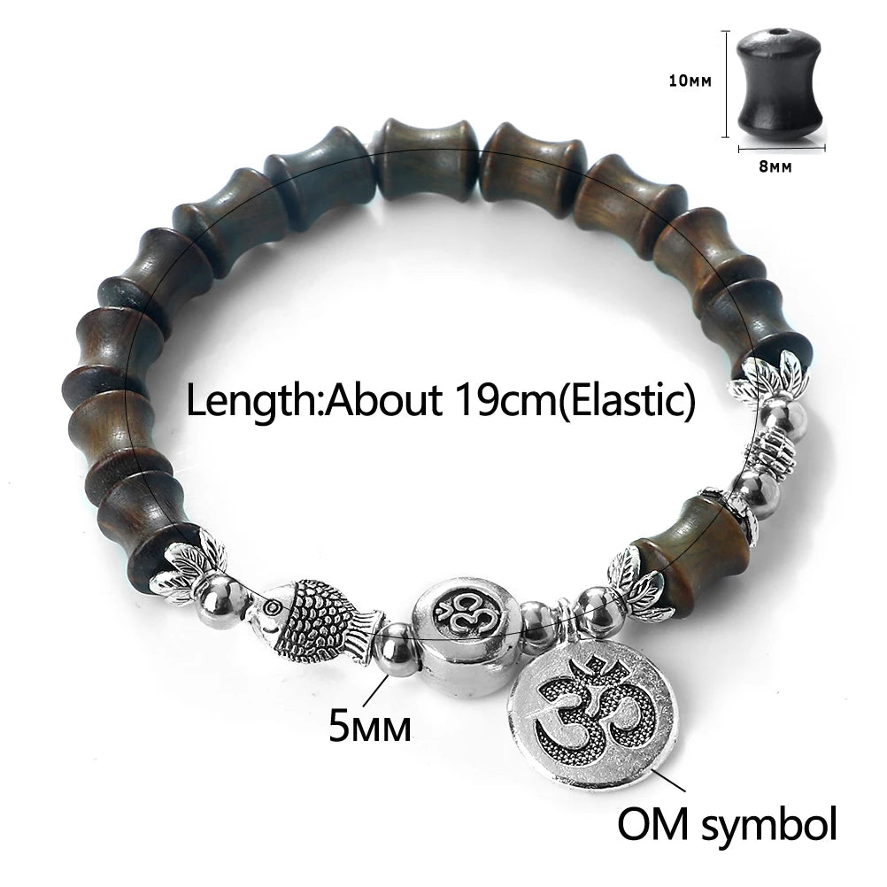 Bamboo Bead OM Bracelet By Tinkers - Spiritual Balance