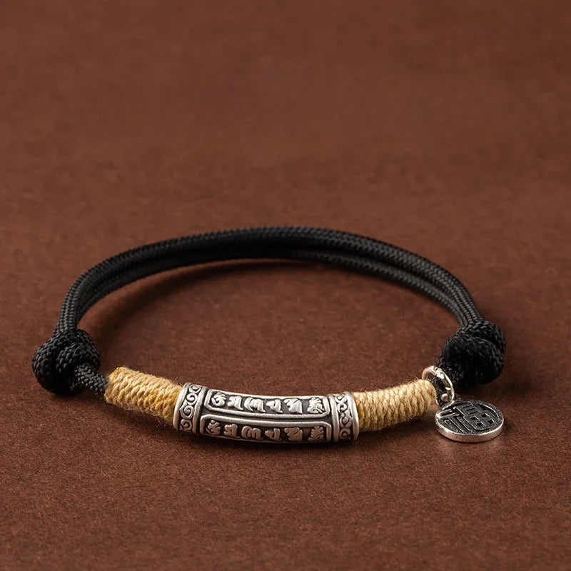 Hand Woven Adjustable Unisex Mantra Bracelet Tibetan Style