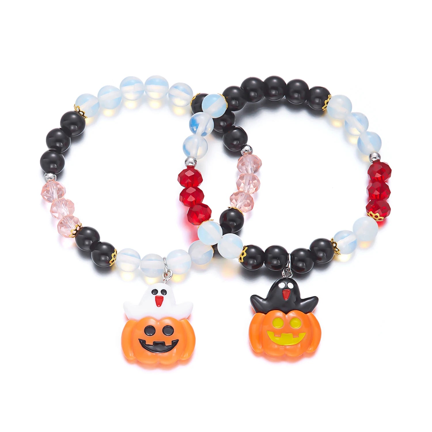 Halloween Ghost Pumpkin Cat Pendant Crystal Bracelet Energy