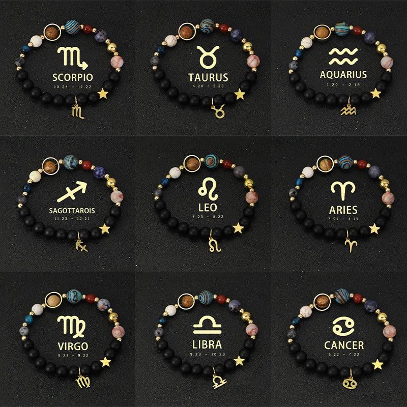 Tinkers Planet Bracelet Eight Planets Stones Zodiac Signs Gift -