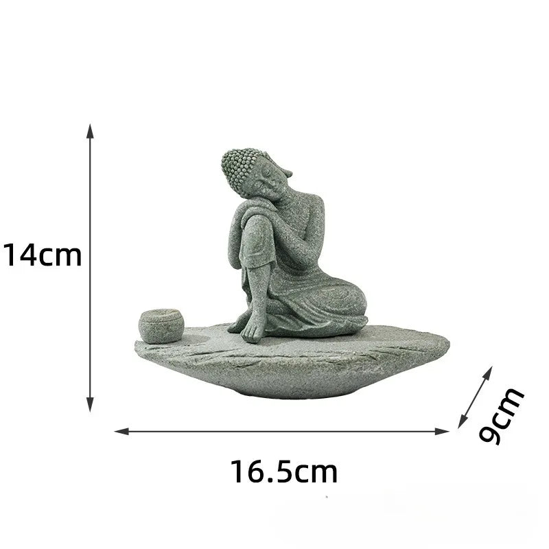 Tinkers Meditating Buddha Statue Zen Decor Incense Holder Home Desk -