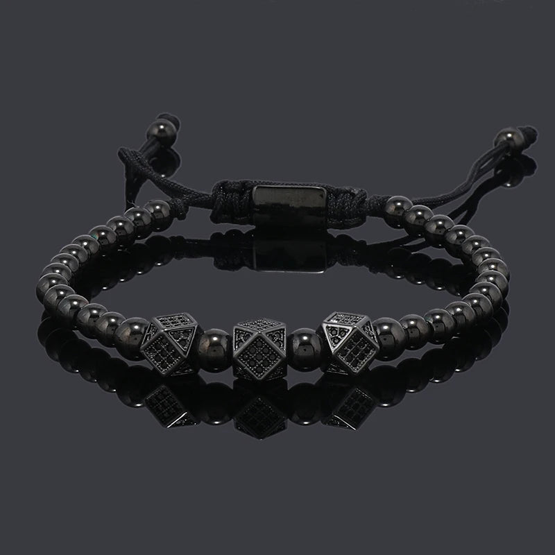 18K Gold-Plated Stainless Steel Beaded Bracelet – Unisex Couple Jewelry