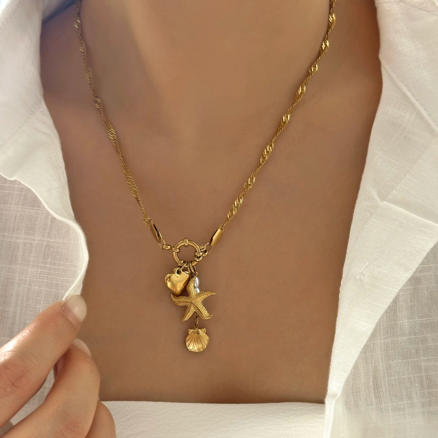 Serene Handcrafted Starfish Pendant Necklace by Tinkers for Women