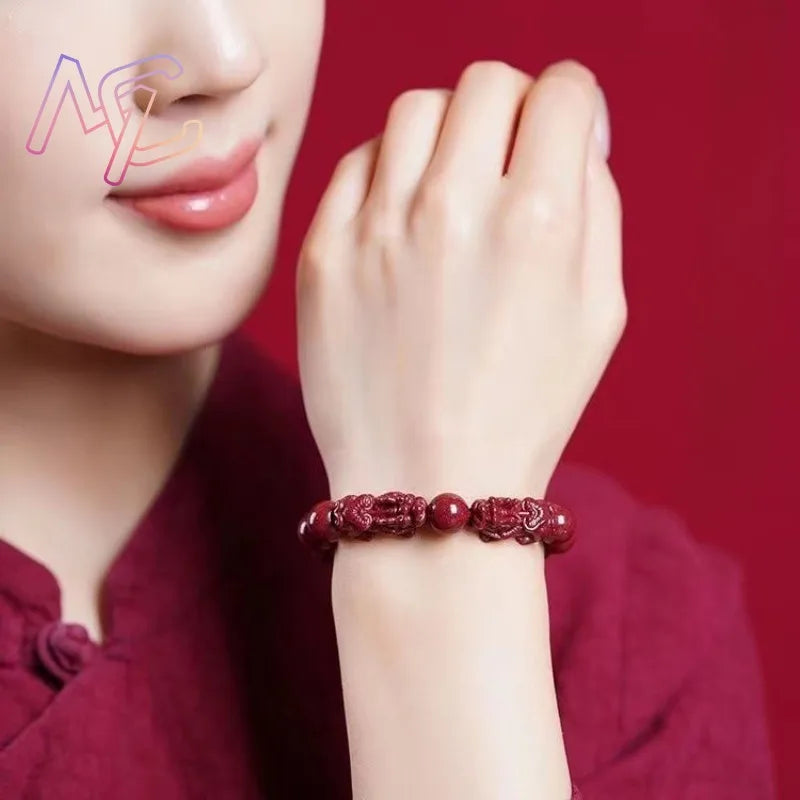 Tinkers Women's Red Cinnabar Pixiu Bead Bracelet Healing Jewelry - Uncategorized