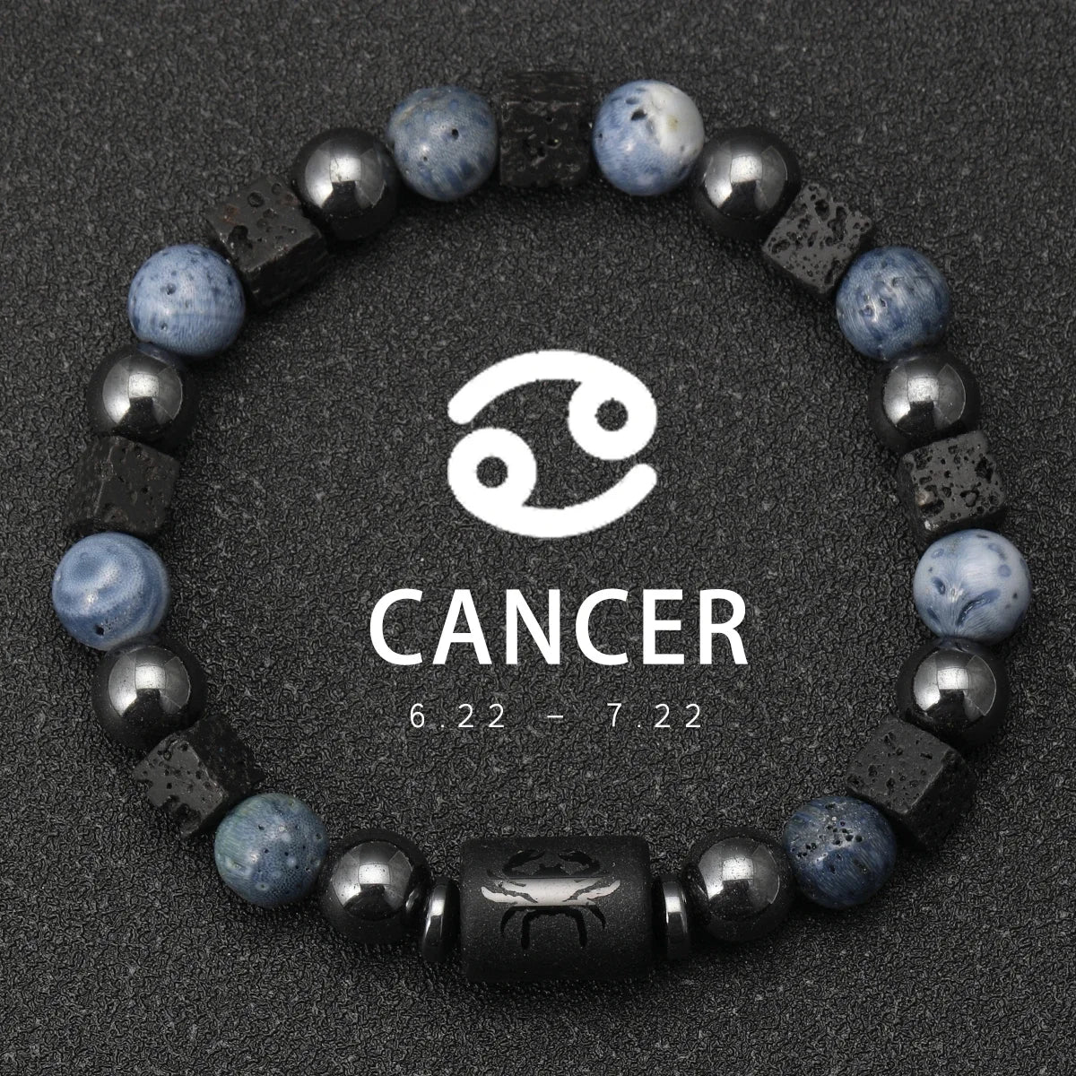 Zodiac Natural Stone Bracelet — All 12 Signs | Blue Coral & Copper